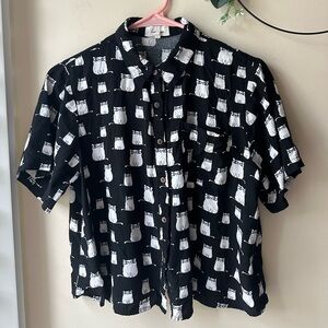 Love Notes Black Cat Print Blouse